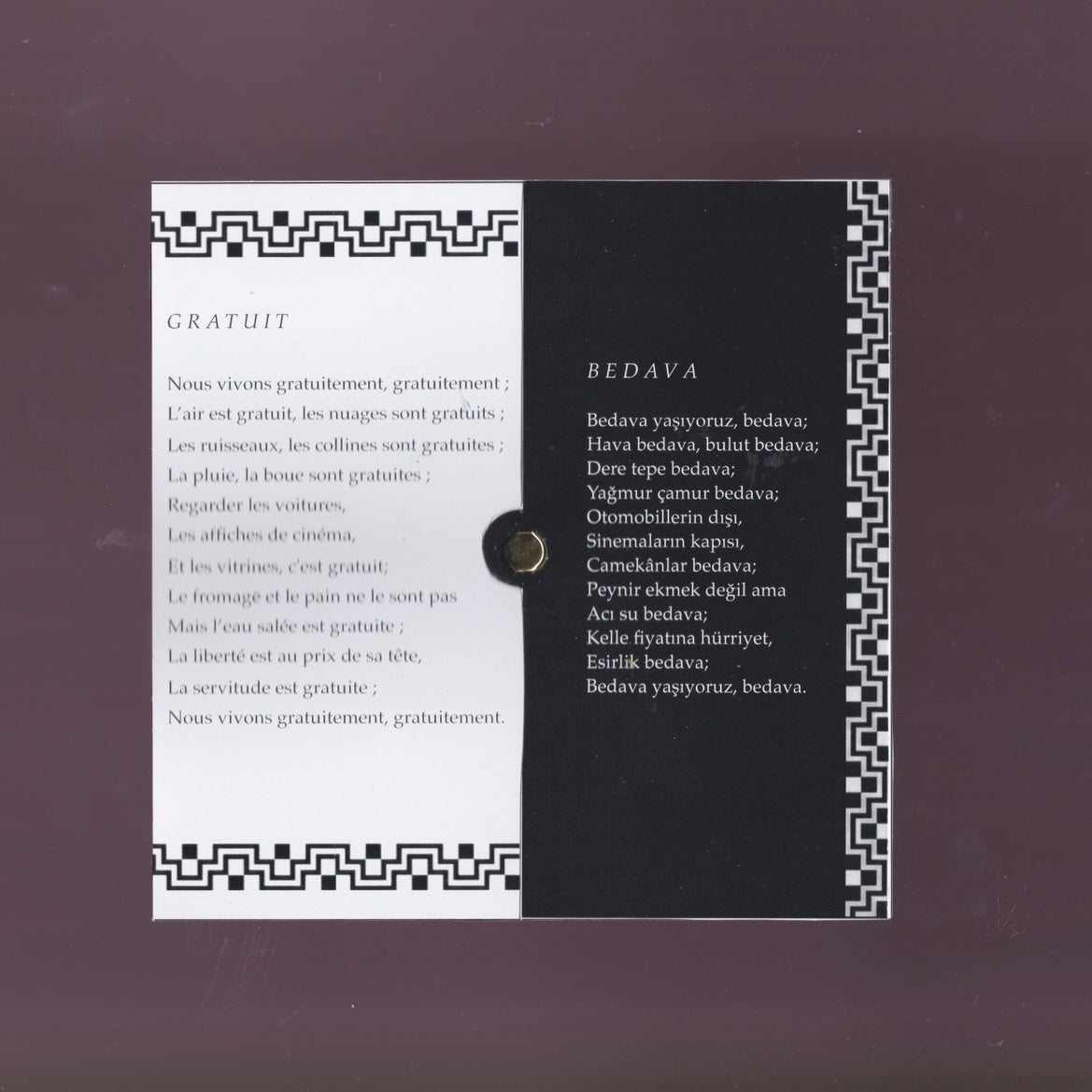 Bedava/ Free/ Gratuit, Orhan Veli - 5€ Donation to the Sameer Project (Gaza)